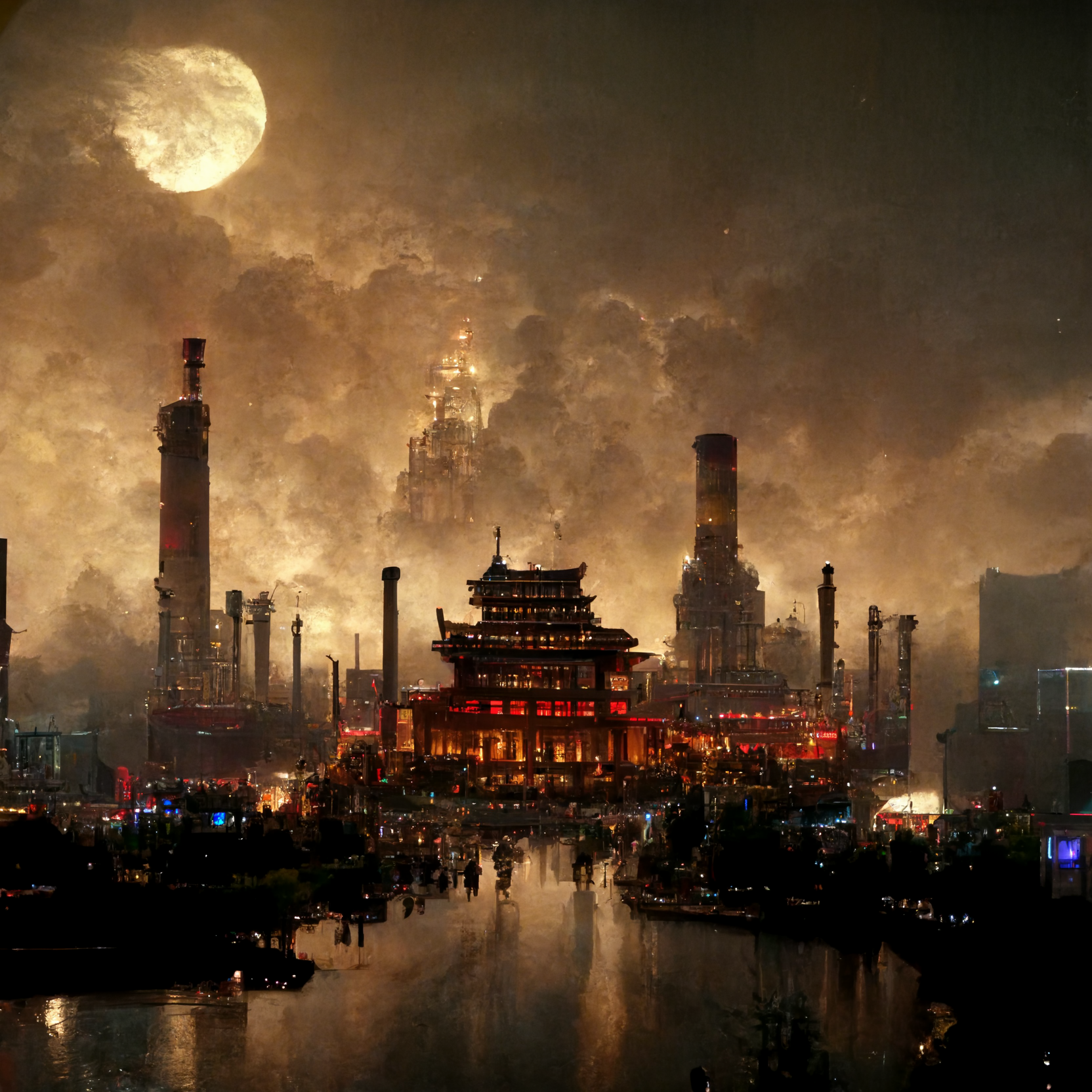 Steampunk city banner